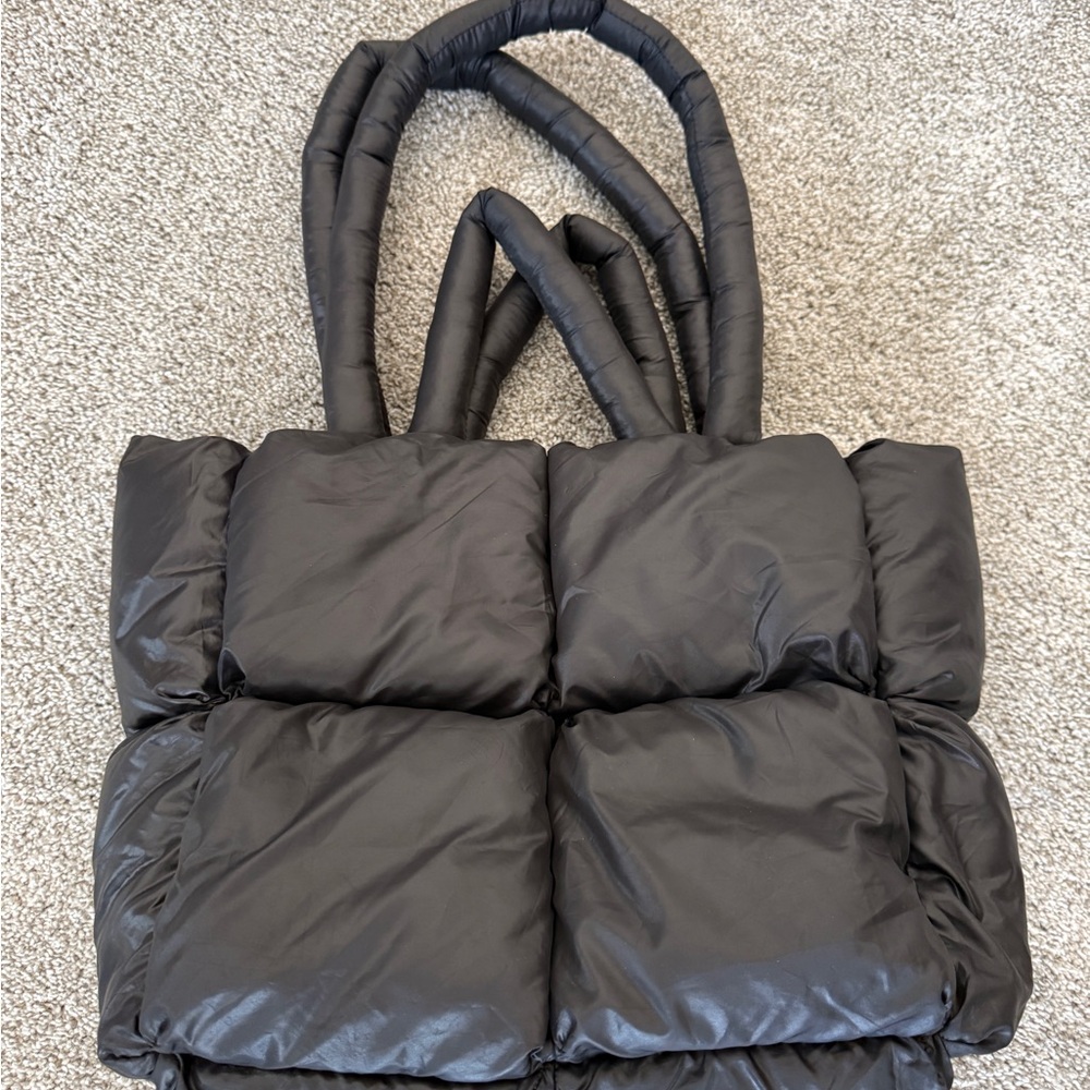 Black Quilted Tote Bag